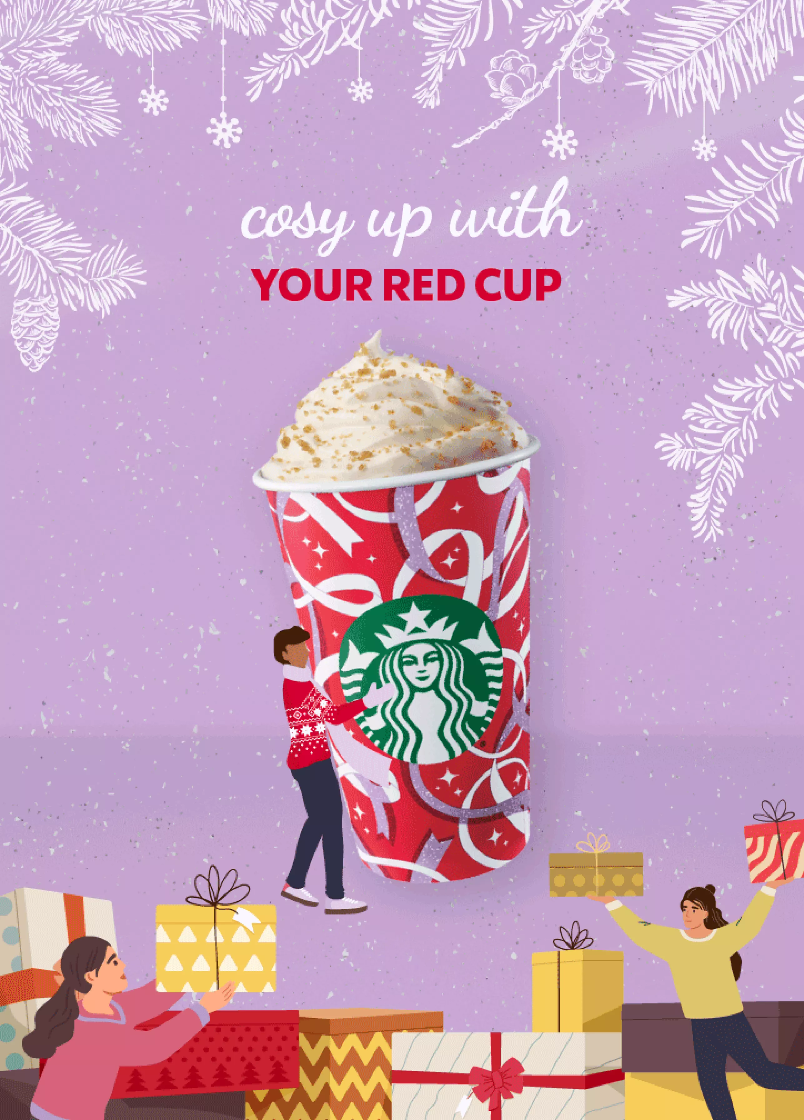 Starbucks Red Cup Holiday Campaign 2021 Vertical English Oman 